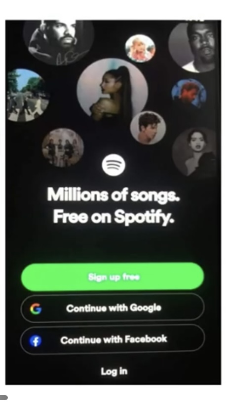 Sign up free button on Spotify 