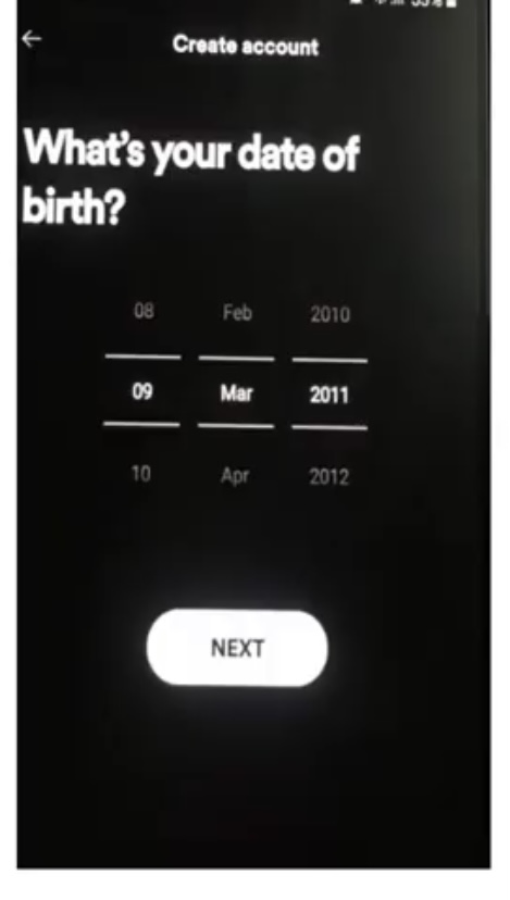 Select your Date of Birth 