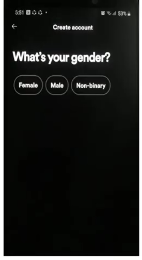 Choose your Gender.