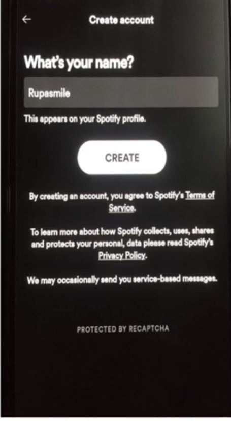 Enter username for Spotify account