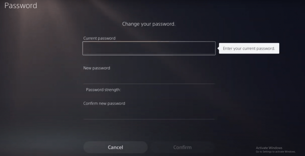 Create a new password and click Confirm
