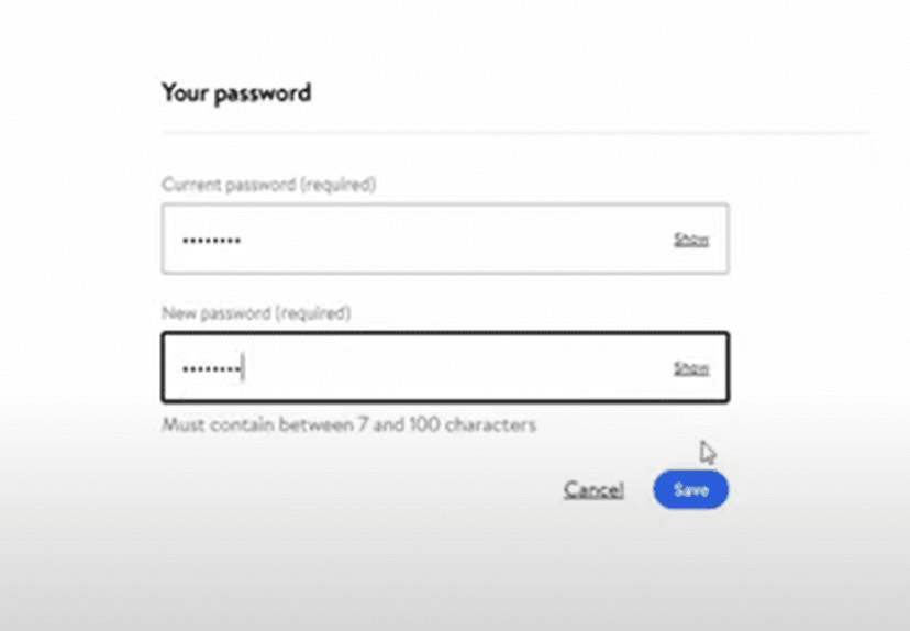 enter your old password and new password and click save to change your Walmart password.
