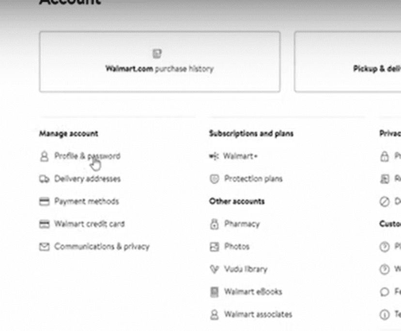 Choose the Profile and password option under the Manage Account section
