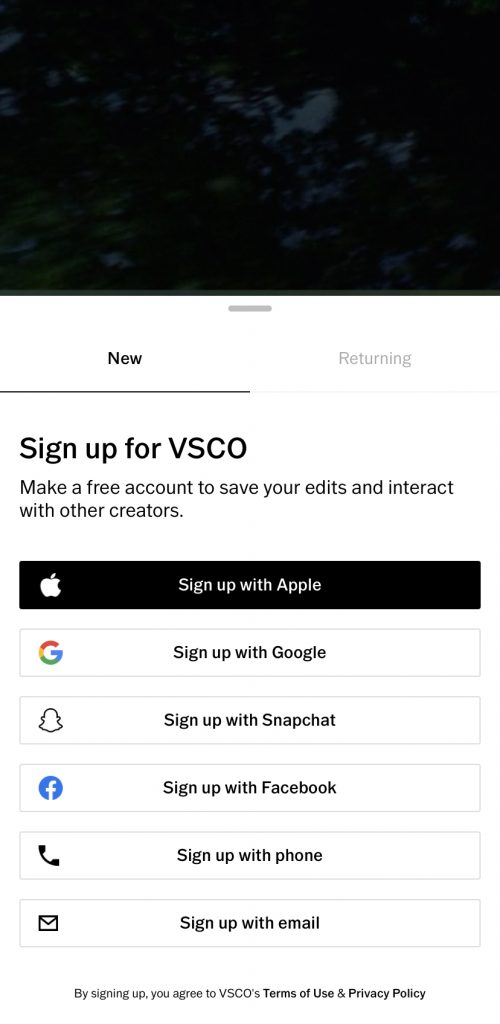 Click Sign up with Phone