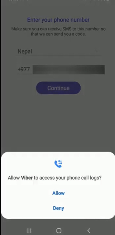 click the Allow if you want to sync your contacts to Viber, else you can choose Deny option.