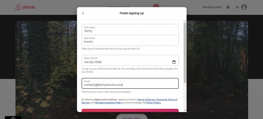 Airbnb Sign Up