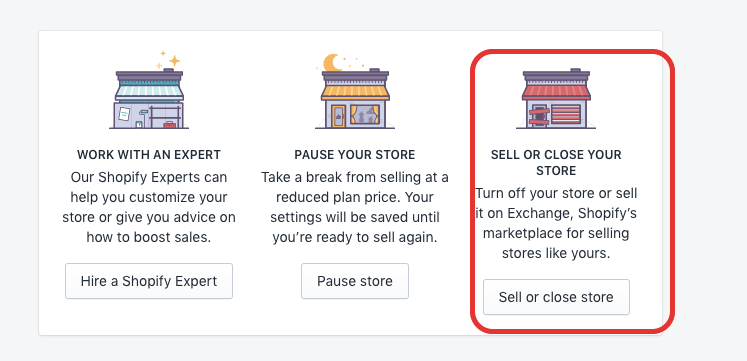 Choose Sell or Close Store option