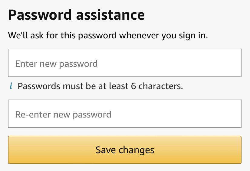 Reset Amazon password on App 