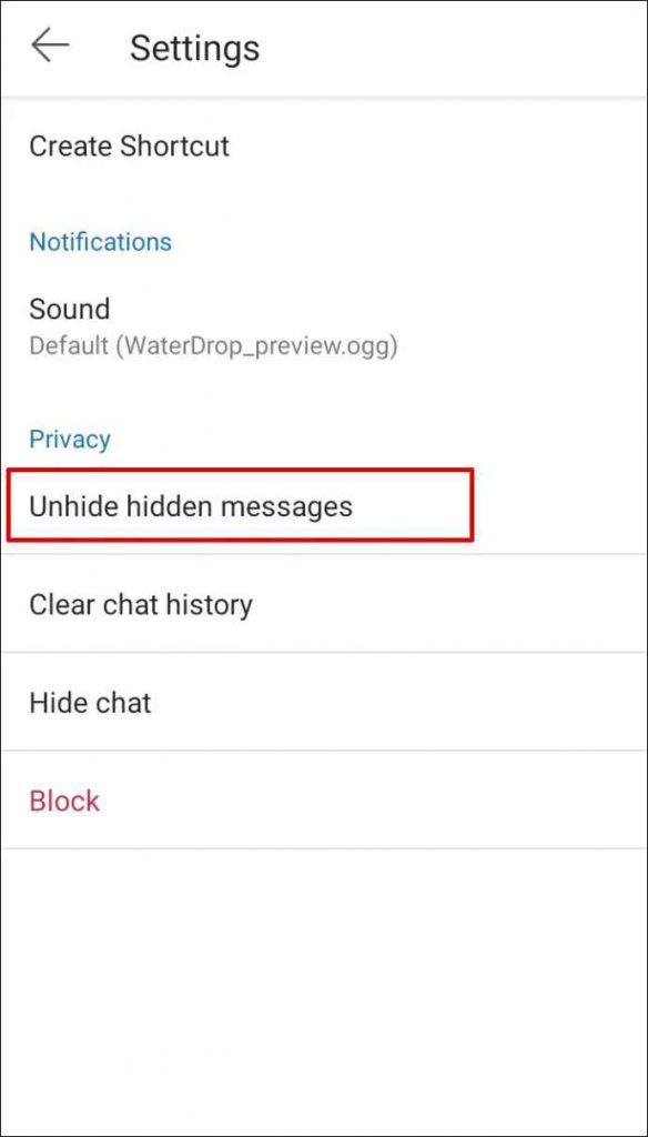 select unhide hidden messages 
