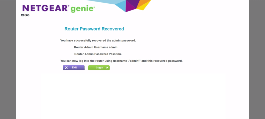 reset Netgear password