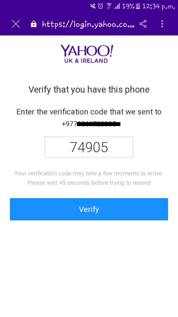 enter the verification code