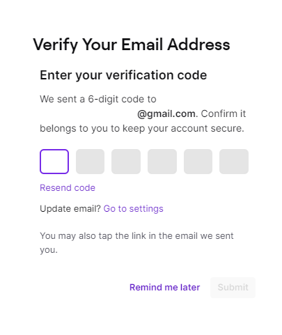 Enter the verification code