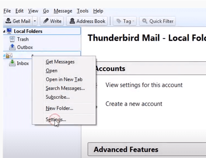 Delete Thunderbird Account