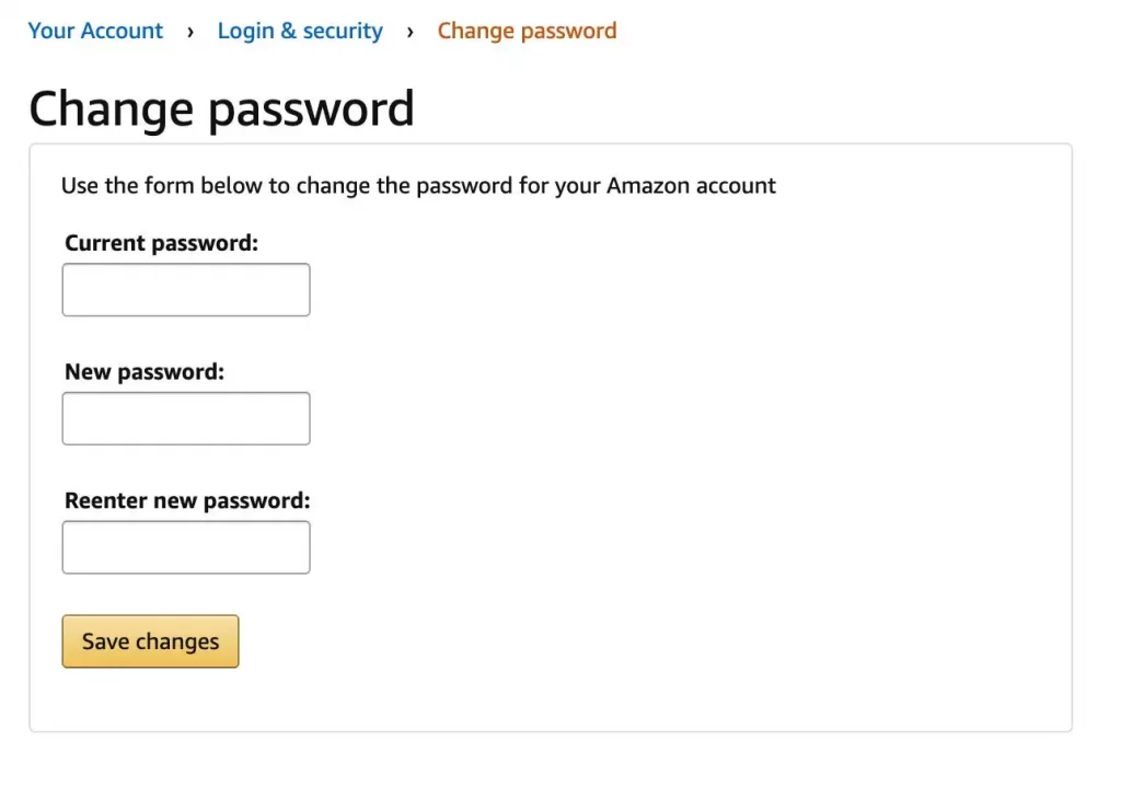 Enter the Old and New Amazon password