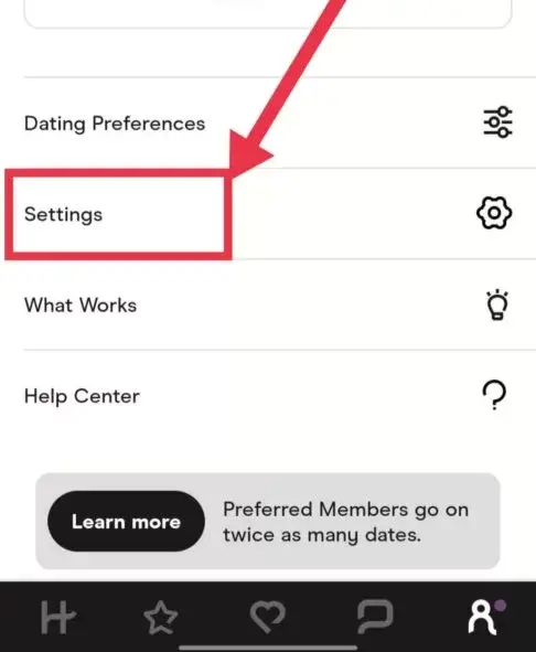 Select Settings option