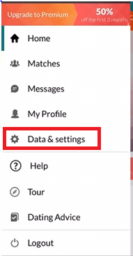 Select Data & settings option