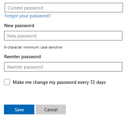 Enter your current and new password and tap save to change Microsoft Team password
