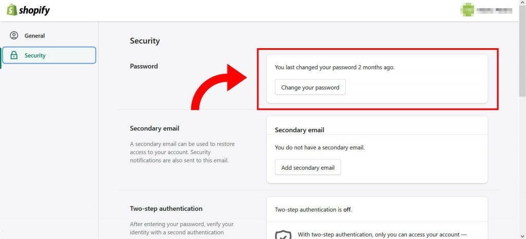 Change Shopify Password