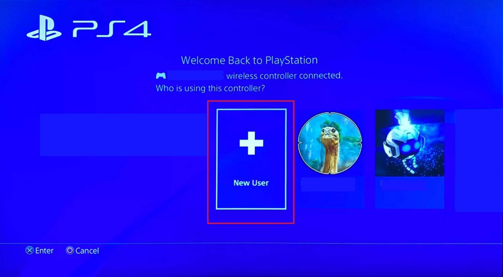 Click New User on the login screen to create a PlayStation Network account