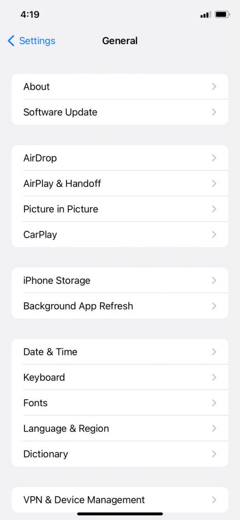 Choose iPhone Storage to delete Pkemon Go Account