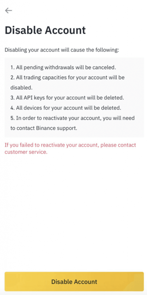 Tap on Disable Account button