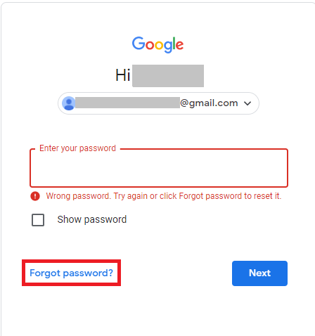 Click Forgot password