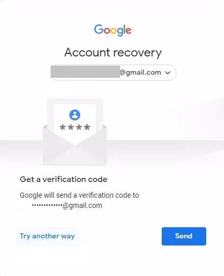 Enter recovery mail id and click send
