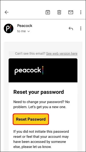 Reset Peacock Password