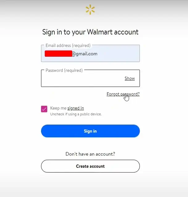 Reset Walmart Password