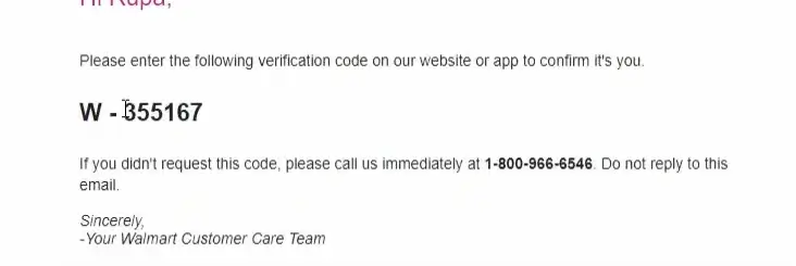 Verification code email 
