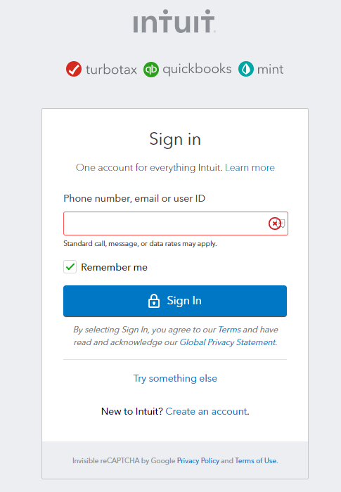 Sign in option to delete Intuit account