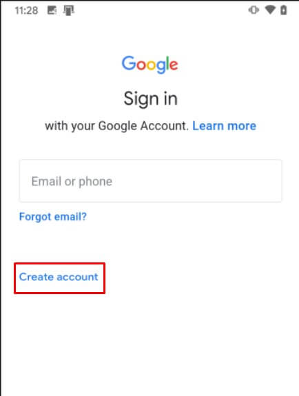 creating an Gmail account on Android