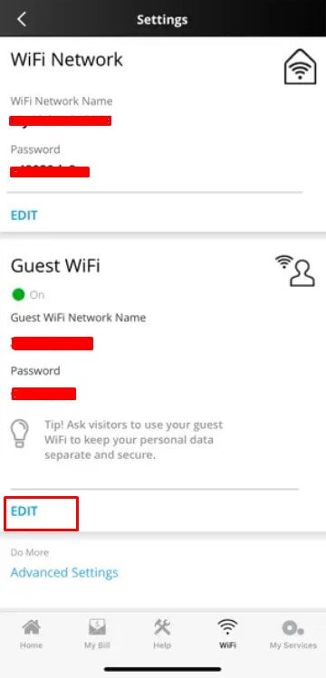 Changing Wifi password using Optimum Support App