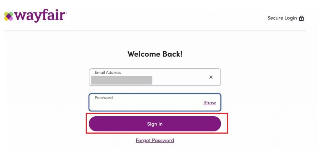 Sign in to your Wayfair account