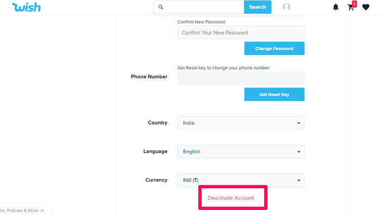 Tap Deactivate Account button.