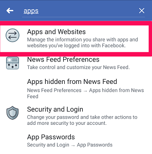 Select Apps and Websites.