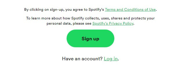 sign up Spotify account