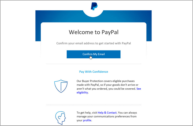 confirm email link to sign up paypal account