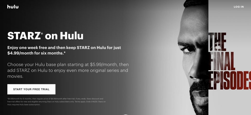 Starz Free trial on Hulu