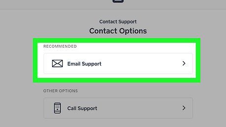 Email support option to delete Square account