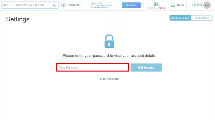 Enter password to authenticate your entry