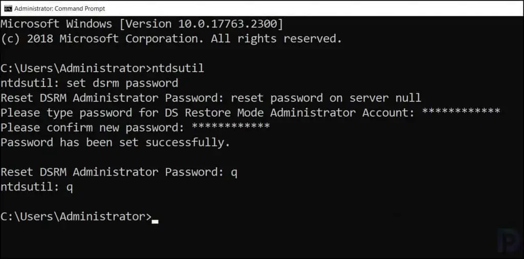Reset DSRM password