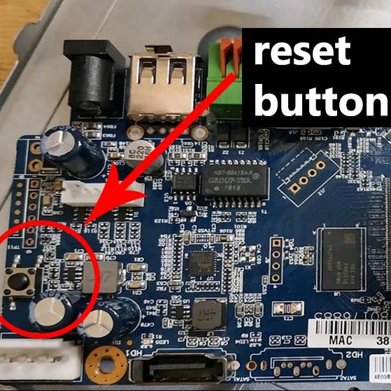 reset button on Lorex DVR motherboard