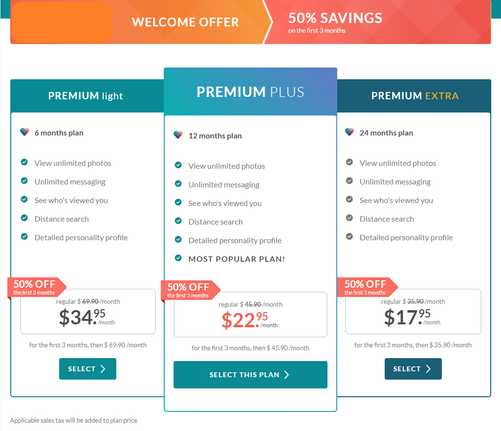 Choose a Premium plans of eHarmony site to get 3 days free trial