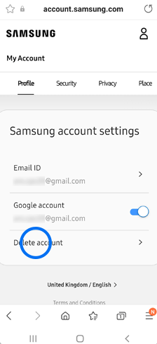 Delete Samsung Account - Delete Account