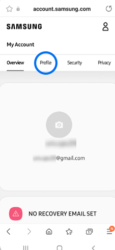 Delete Samsung Account - Profile