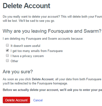Choose Delete Account