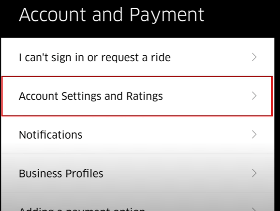 Choose the Account Settings and Ratings