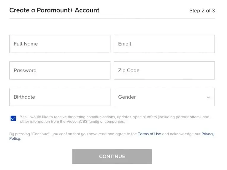 Enter the details to create an account