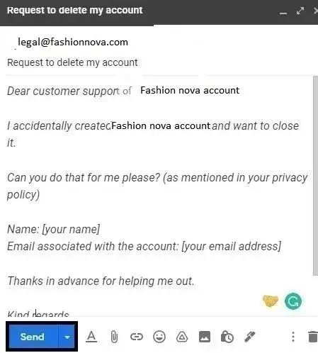 Delete Fashion Nova Account